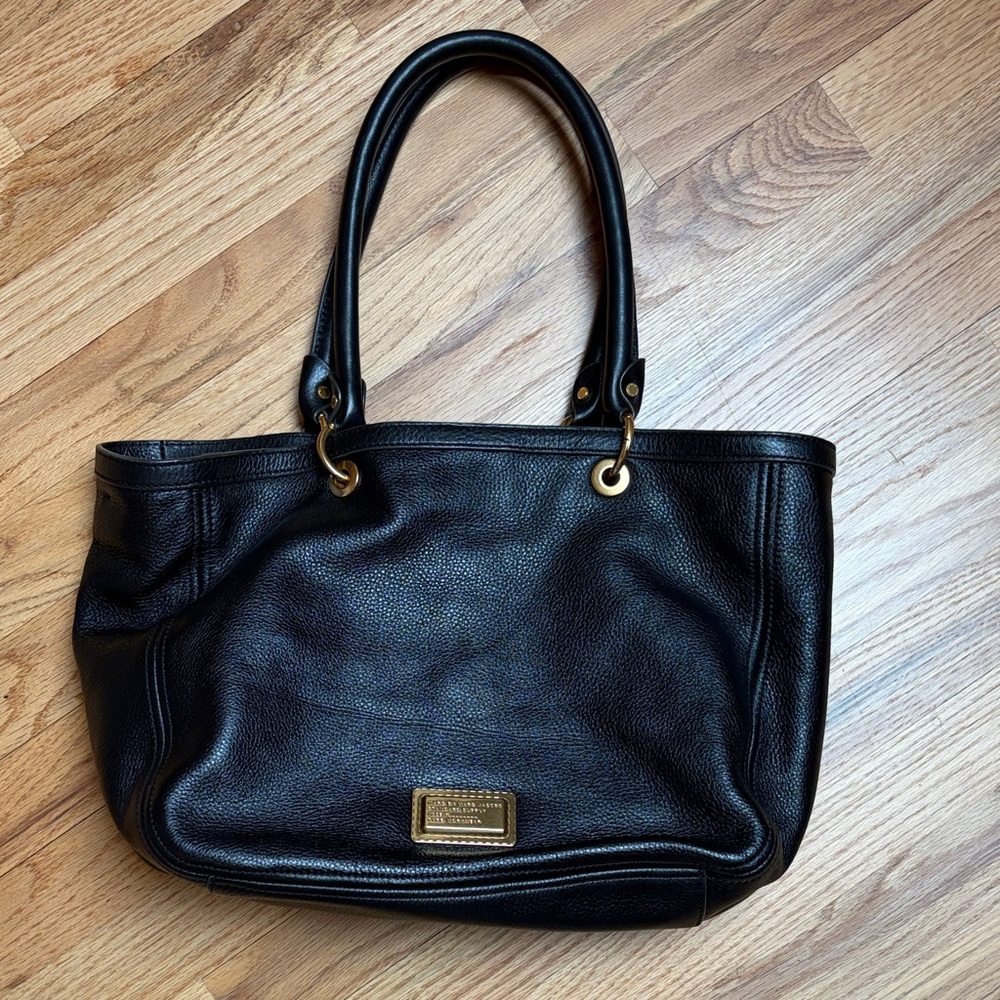 Black Leather Tote Bag with Gold Hardware - Marc by Marc Jacobs